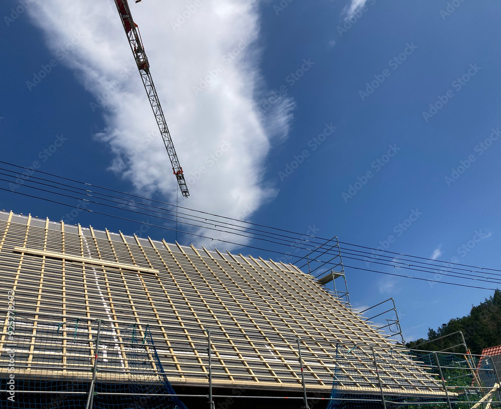 Dachdeckung eines großen Hausdaches, Deutschland