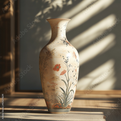 The close-up of a traditional Japanese vase with subtle color variations adding depth to this stunning creation photo