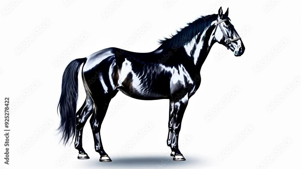 Black Horse Standing Gracefully Generative AI Black Horse Standing Gracefully Generative AI