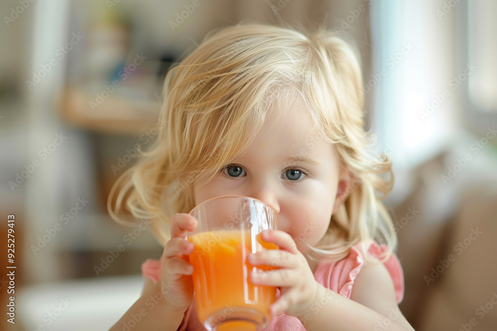Little Girl Drinking Orange Juice Little Girl Drinking Orange Juice