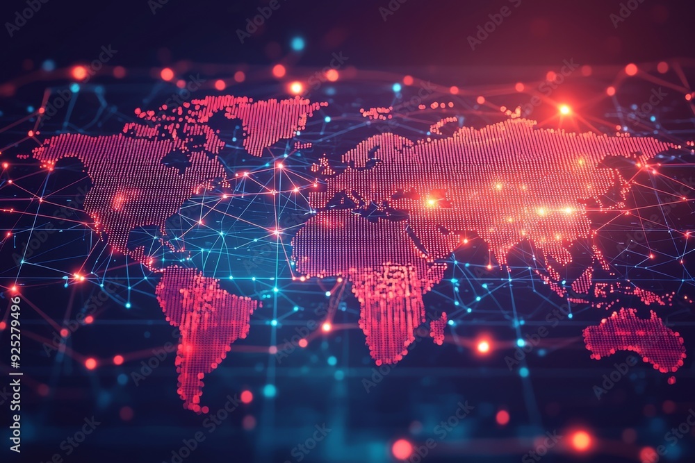 Global Digital Business Network Connection Illustration created with Generative AI Global Digital Business Network Connection Illustration created with Generative AI
