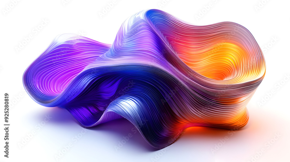 A colorful, abstract wave-like sculpture showcasing fluid shapes and vibrant gradients. A colorful, abstract wave-like sculpture showcasing fluid shapes and vibrant gradients.