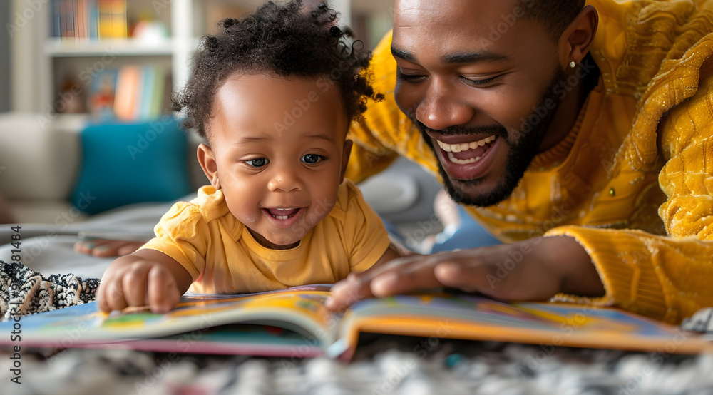 Happy Father and Son Reading Together - Photo Happy Father and Son Reading Together - Photo
