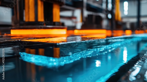 Wallpaper Mural Close-up of molten metal cooling in a workshop, showcasing the glow of heat and the shimmering surface of liquid metal. Torontodigital.ca