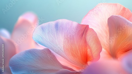 Close-up of soft pastel flower petals with delicate hues, creating an ethereal and calming visual experience.