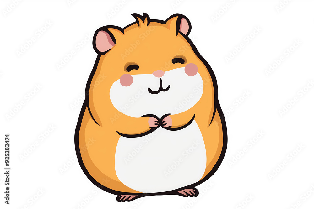 Flat illustration of lovely happy hamster isolated on white background Flat illustration of lovely happy hamster isolated on white background