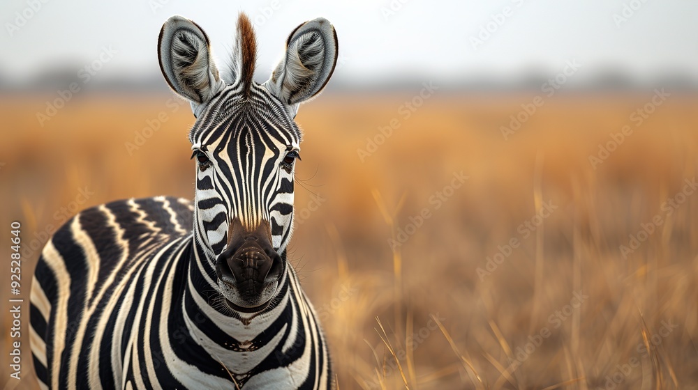 Naklejka premium a zebra is looking at the camera