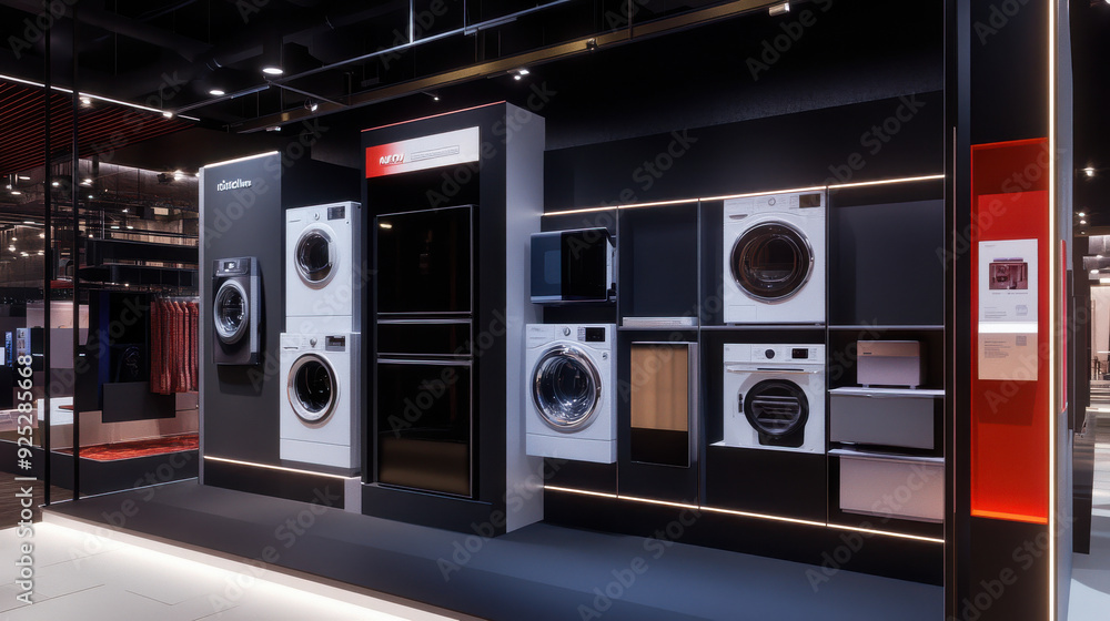 Fototapeta premium Interactive display of appliance models at an international trade show