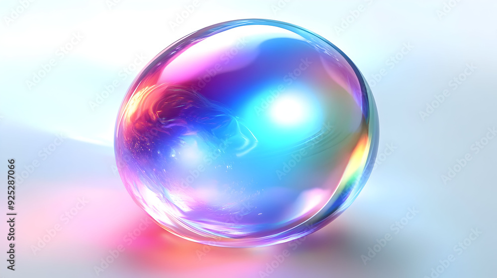 A colorful, iridescent sphere reflecting light and creating a vibrant visual effect. A colorful, iridescent sphere reflecting light and creating a vibrant visual effect.