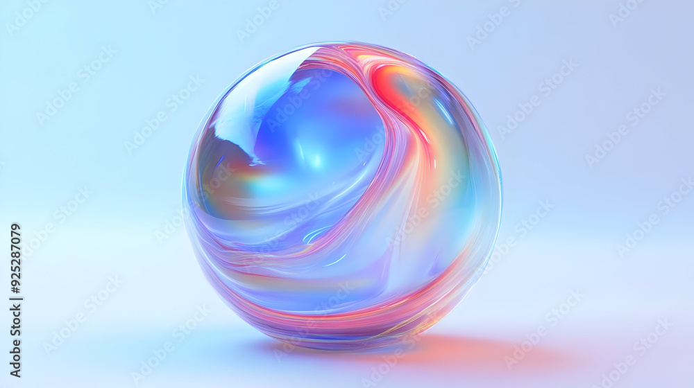 A colorful, iridescent sphere with swirling patterns on a soft gradient background. A colorful, iridescent sphere with swirling patterns on a soft gradient background.