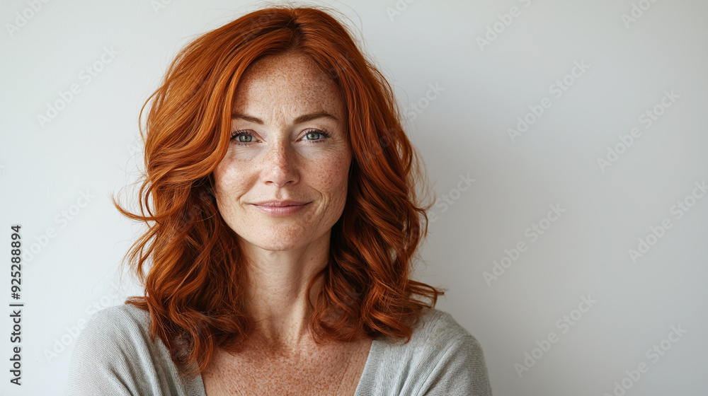 Confident Redheaded Woman with a Warm Smile in Natural Light Confident Redheaded Woman with a Warm Smile in Natural Light