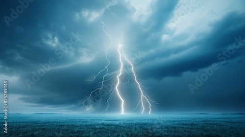 Wallpaper Mural A lightning bolt is seen in the sky above a field of corn Torontodigital.ca