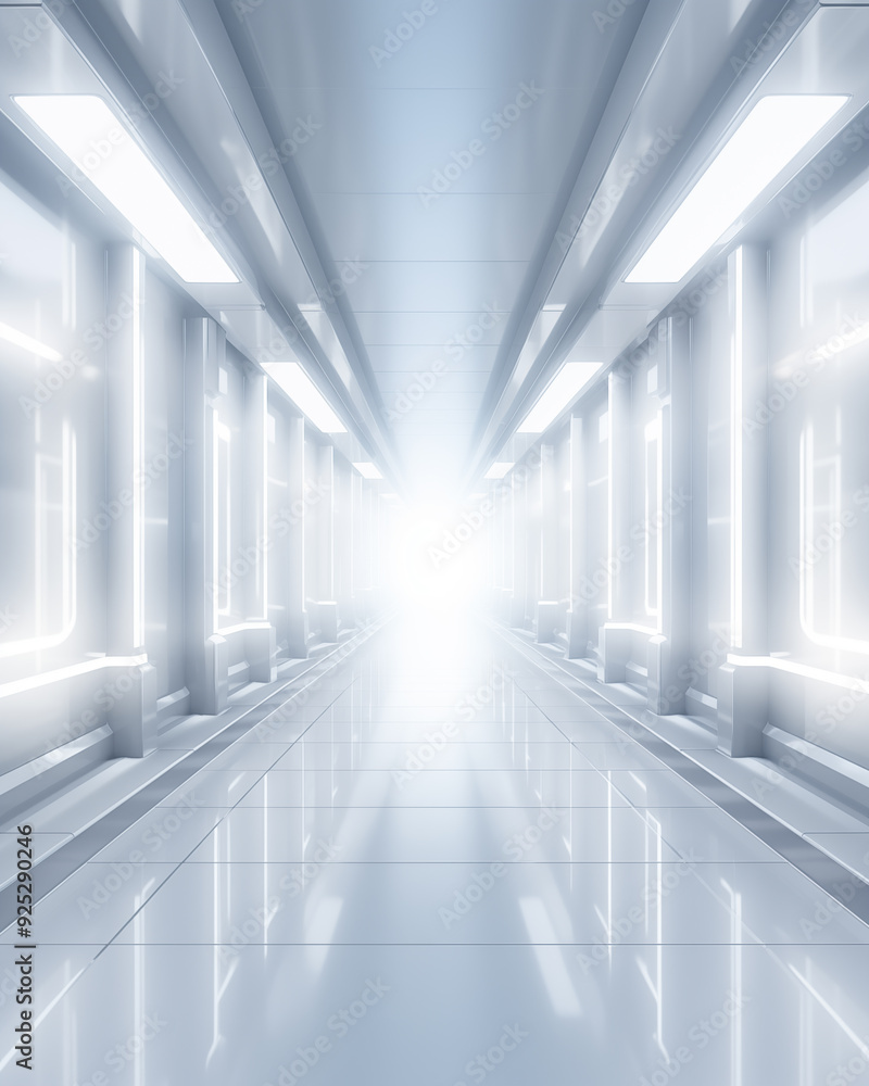 Abstract white and blue background Hallway atmosphere In the laboratory Abstract white and blue background Hallway atmosphere In the laboratory
