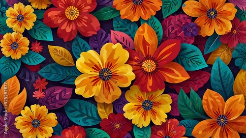 National hispanic heritage geometric colorful concept design floral pattern background