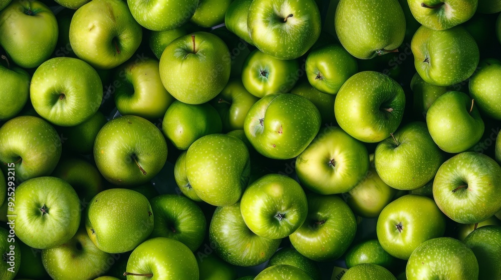 Closeup view of a group of green apples arranged in a dense pattern. Seamless Pattern. AI generated images. Closeup view of a group of green apples arranged in a dense pattern. Seamless Pattern. AI generated images.