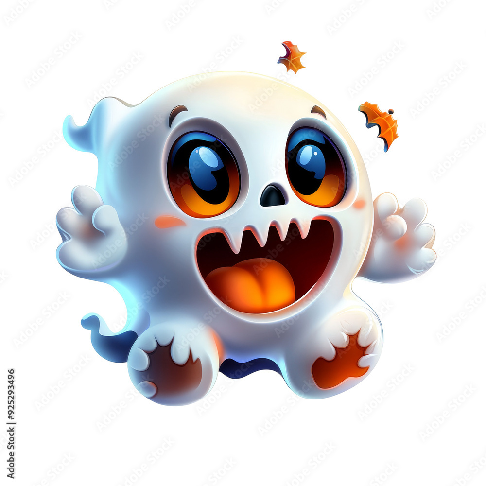 A cute ghost with a friendly expression, Halloween character, playful and whimsical, cartoon style, isolated on white background. A cute ghost with a friendly expression, Halloween character, playful and whimsical, cartoon style, isolated on white background.