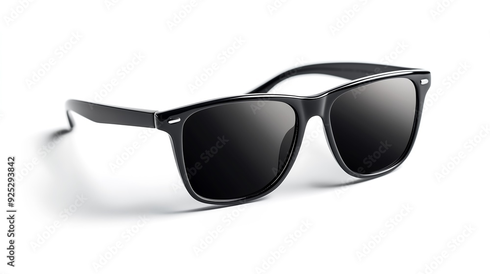Black Sunglasses Isolated on White, Classic Summer Accessory Black Sunglasses Isolated on White, Classic Summer Accessory