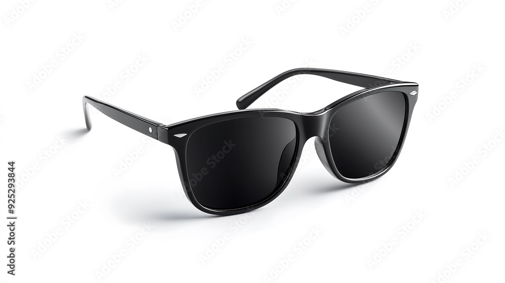 Black Sunglasses Isolated on White, Classic Summer Accessory Black Sunglasses Isolated on White, Classic Summer Accessory