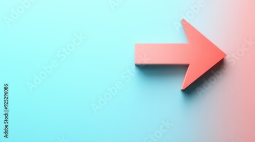 Free Download A simple, stylized coral arrow points to the right against a gradient background of blue and pink, creating a modern and minimalistic design - GFXLoad
