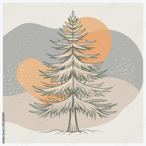 Majestic Tamarack Tree Vector Illustration, A Detailed and Stunning Botanical Art