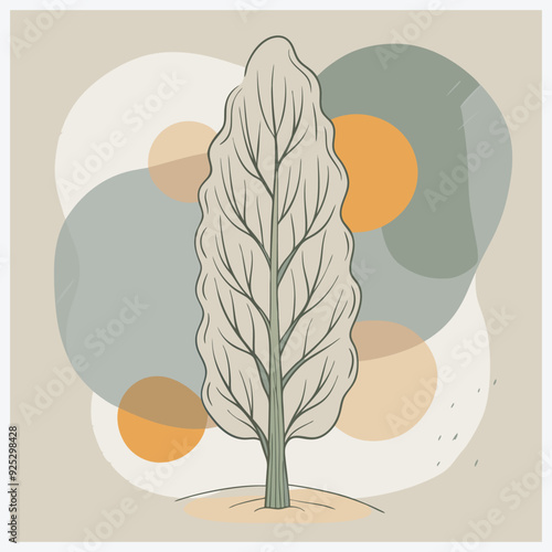 Majestic Poplar Tree Vector Illustration, Perfect for Nature and Landscape Designs