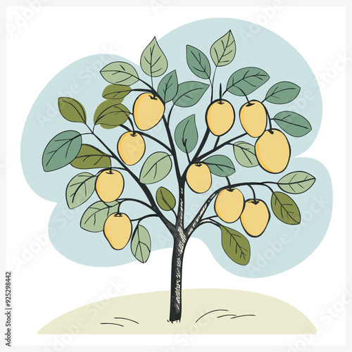 Majestic Plum Tree Vector Illustration