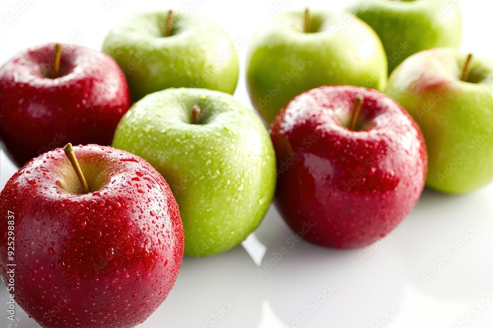 Assorted Fresh Red and Green Apples on a White Background During Daylight , ai Assorted Fresh Red and Green Apples on a White Background During Daylight , ai