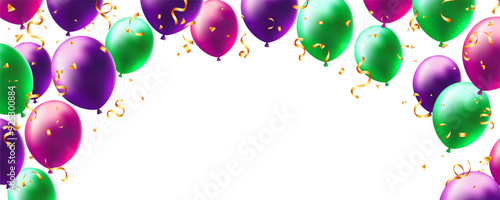 Trendy balloon realistic helium decoration templates background, greeting card design