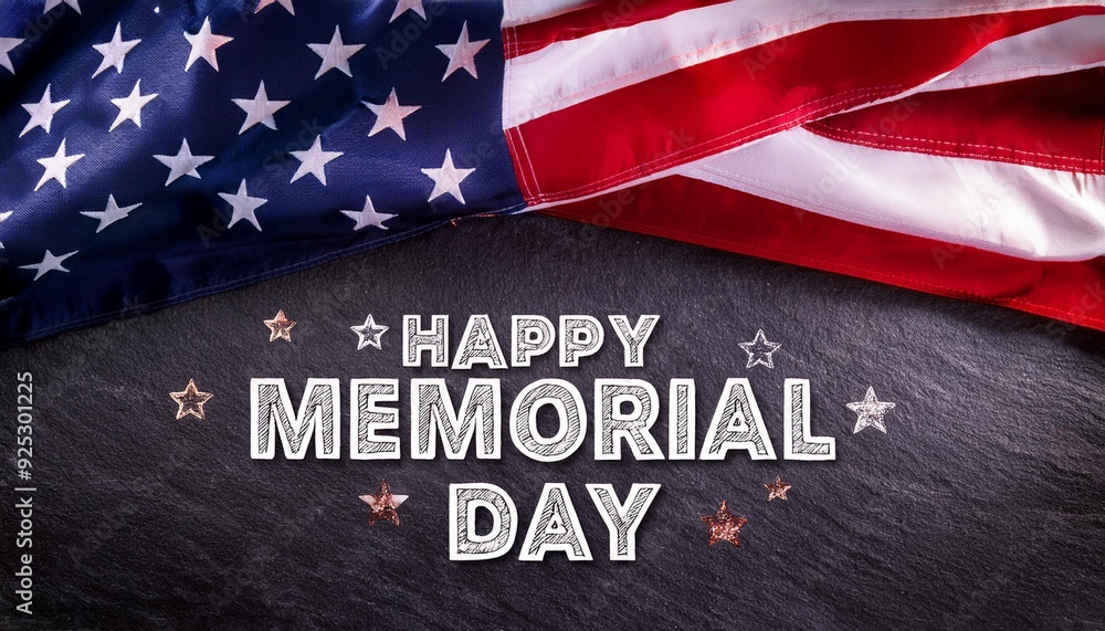Fototapeta premium Independence Day Card - Usa Flag With Sparkler On Black Stone And Abstract Bokeh - 4th July Text