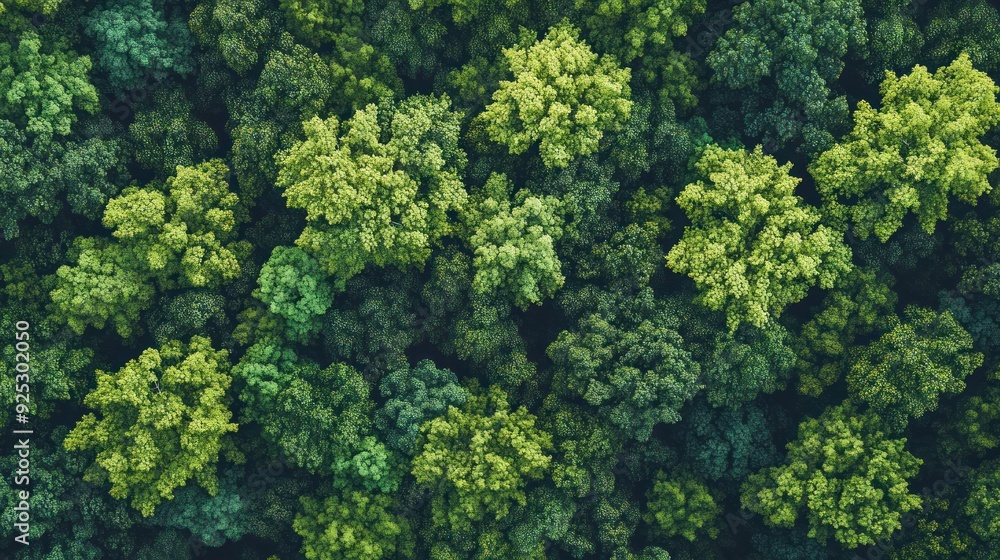 Naklejka premium Aerial View of a Lush Green Forest Canopy