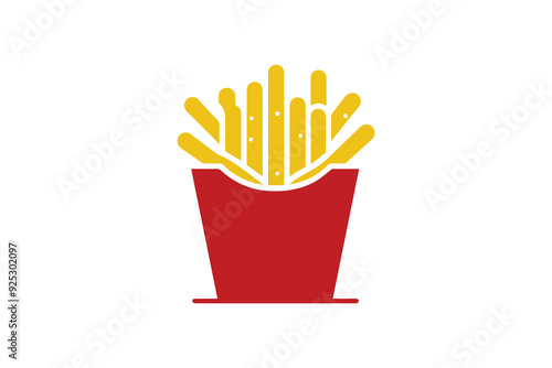 box of french fries flat vector illustration clipart isolated on white background