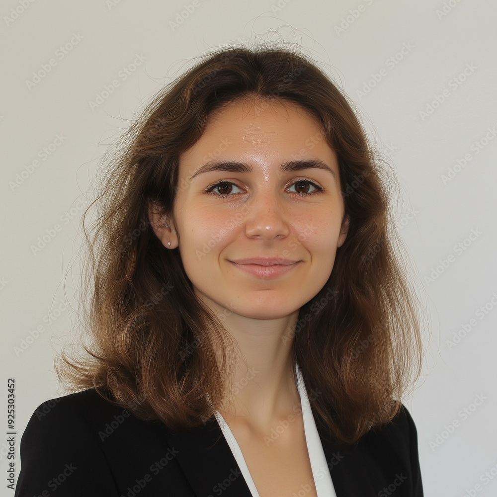 Naklejka premium Professionelles Porträt einer jungen Frau mit natürlichem Look. Perfekt für LinkedIn, Facebook oder andere soziale Medien