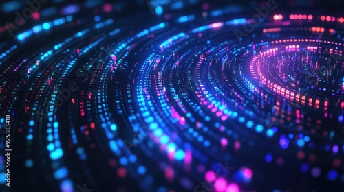 Abstract Digital Art with Neon Lights and Circles