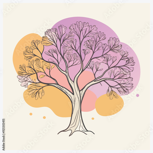 High-Resolution Mahogany Tree Vector Illustration Premium Quality Digital Artwork