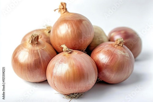 Wallpaper Mural Fresh Brown Onions on White Background in Studio Lighting , ai Torontodigital.ca