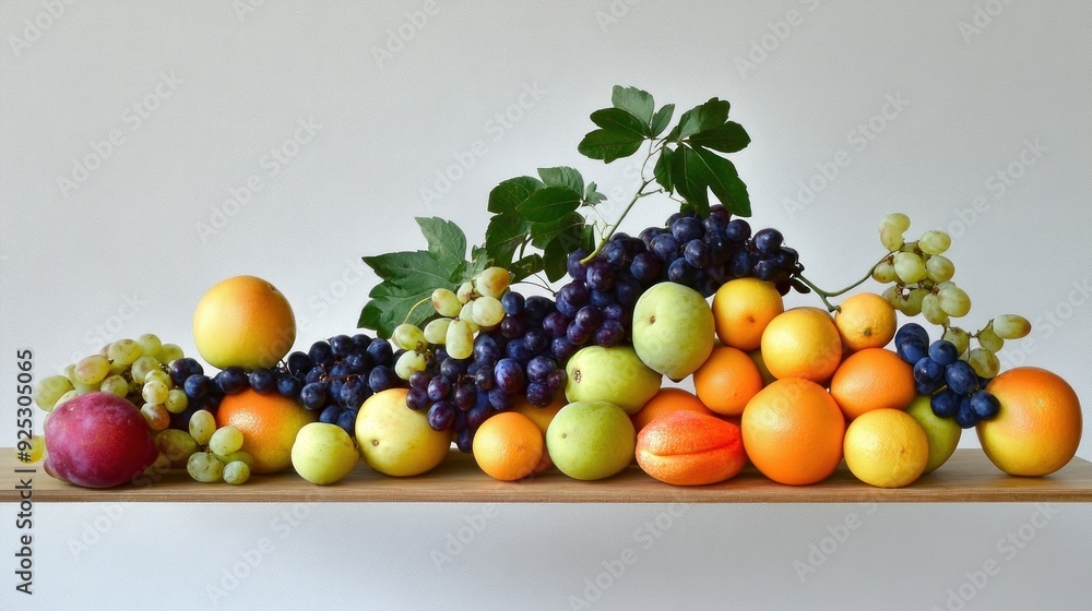 A Still Life Arrangement of Fresh Fruit and Grapes A Still Life Arrangement of Fresh Fruit and Grapes