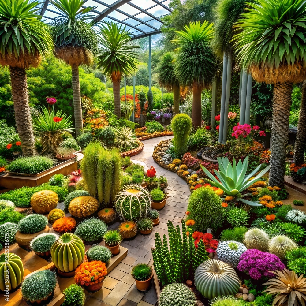 Fototapeta premium A botanical garden filled with rare and exotic plants from around the world