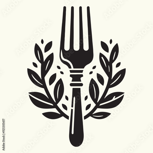Wooden fork silhouette vector illustration