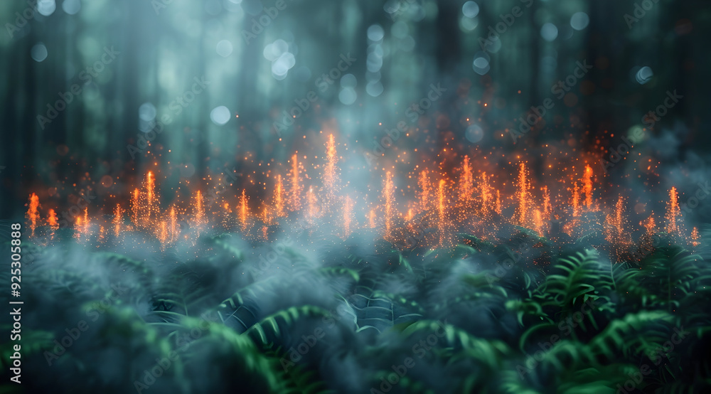 Naklejka premium Mystical Forest Fire Illustration