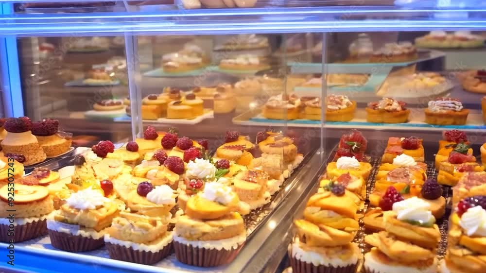 Delicious Berry Pastries and Sweets Displayed in a Candy Store Generative AI Delicious Berry Pastries and Sweets Displayed in a Candy Store Generative AI