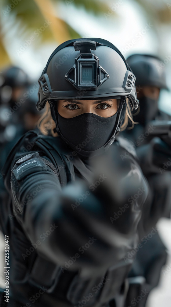 female special forces member in action. generative ai female special forces member in action. generative ai