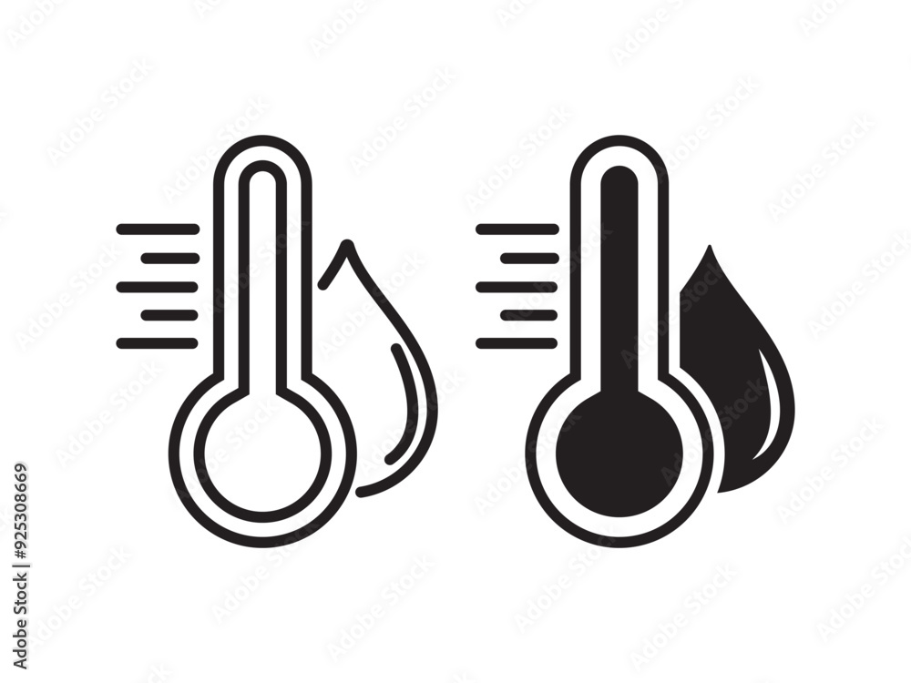 Water Temperature Indicator feel or Line Icon set, Temperature and Humidity Level Outline Icon. Mercury thermometer and Water Drop Linear Pictogram. Isolated Vector Illustration. Water Temperature Indicator feel or Line Icon set, Temperature and Humidity Level Outline Icon. Mercury thermometer and Water Drop Linear Pictogram. Isolated Vector Illustration.