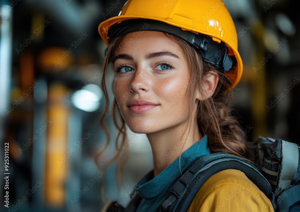 A construction worker with a helmet looks confidently at the camera A construction worker with a helmet looks confidently at the camera