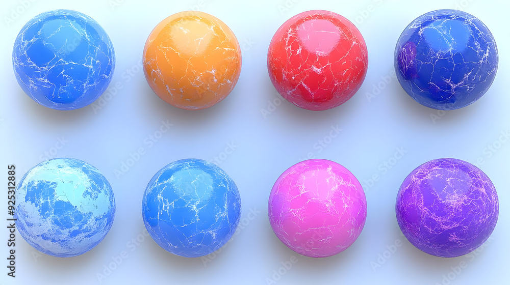 A grid of colorful marbled spheres in various shades and patterns. A grid of colorful marbled spheres in various shades and patterns.