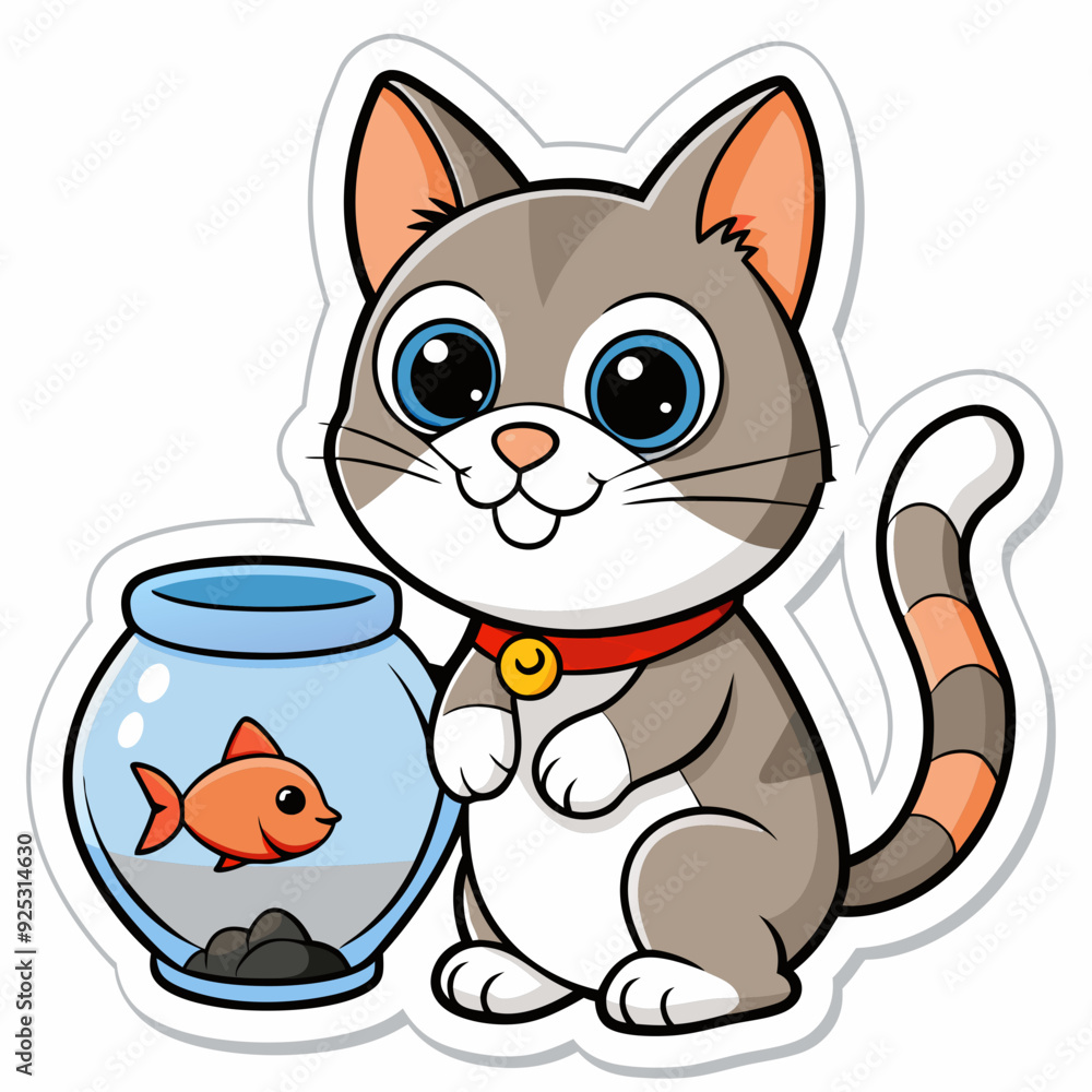 Fototapeta premium Create a sticker design of cat art vector illustrator
