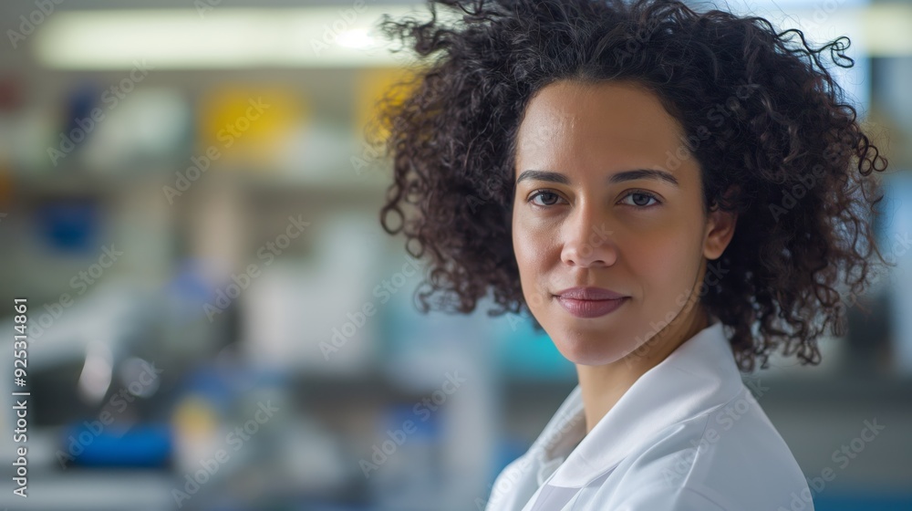 An image of a scientist with curly hair standing confidently in a laboratory setting, reflecting intelligence and curiosity. An image of a scientist with curly hair standing confidently in a laboratory setting, reflecting intelligence and curiosity.