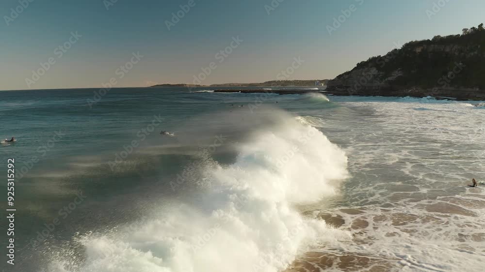 Ocean wave crashing slow motion at sunset Ocean wave crashing slow motion at sunset