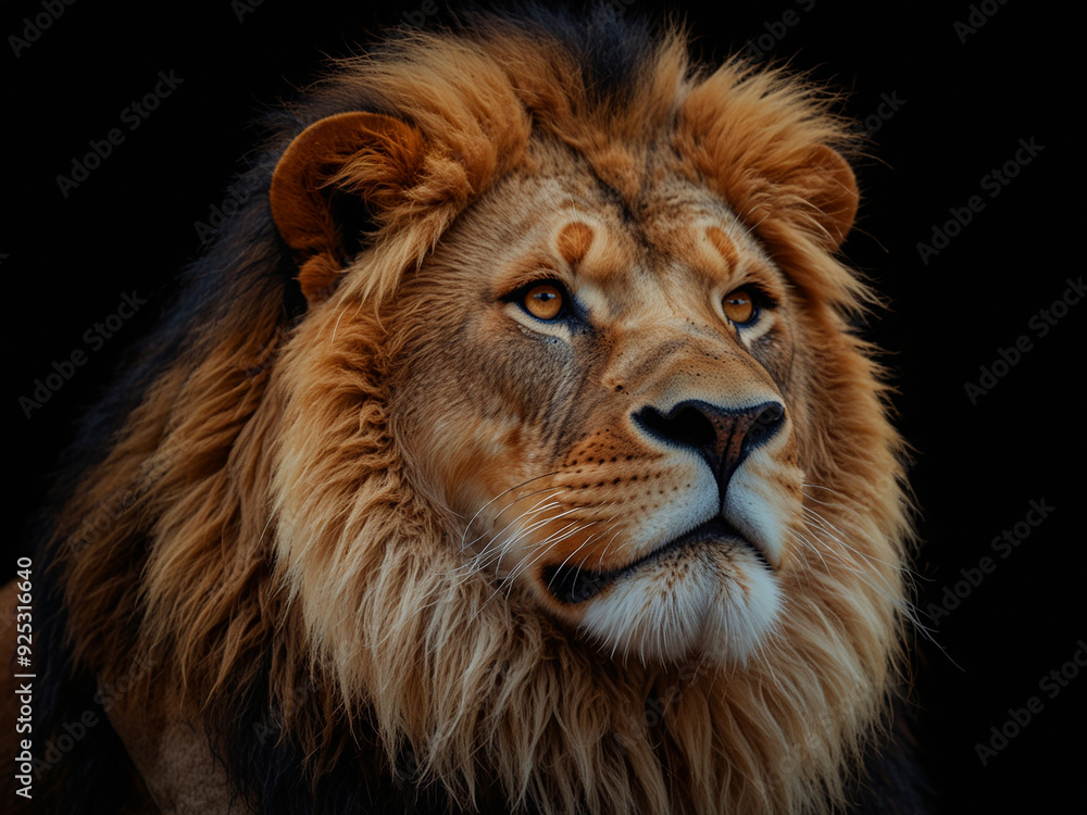 Naklejka premium lion head on black, AI generated