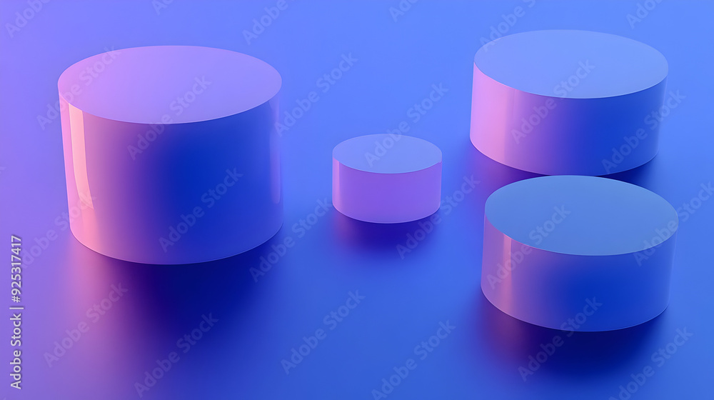 A minimalist arrangement of glossy cylinders in gradient lighting. A minimalist arrangement of glossy cylinders in gradient lighting.