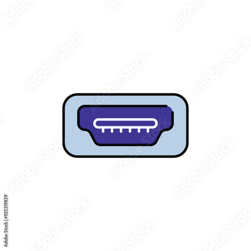 hdmi port icon design with white background stock illustration